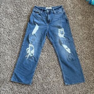 Hollister Straight Leg Distressed Blue Jeans